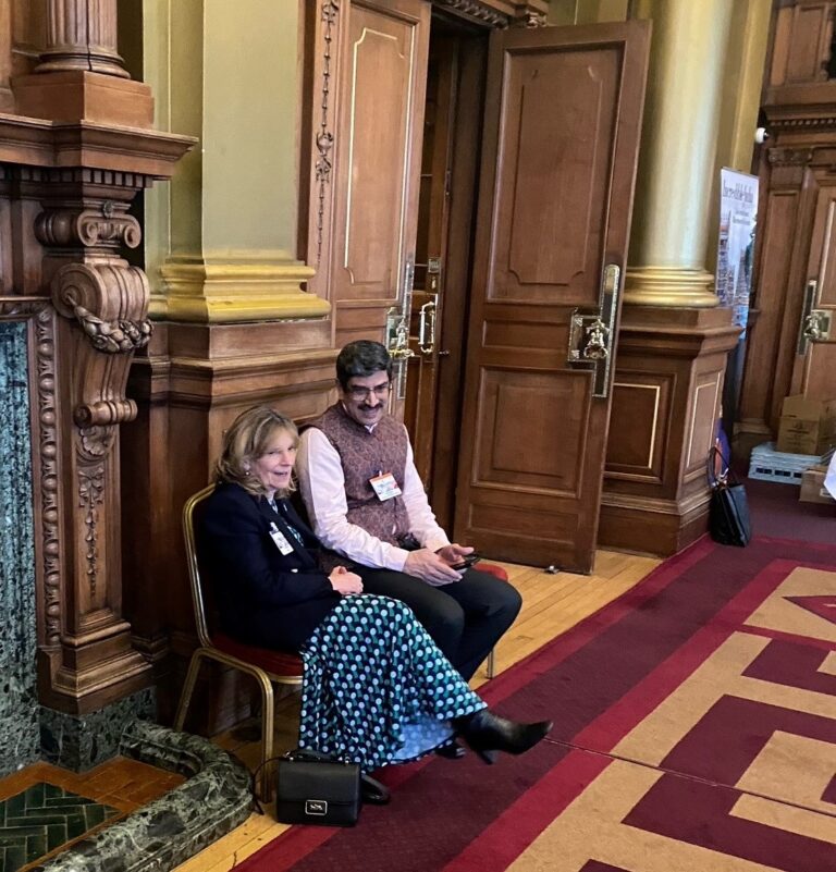 Marianne Ismail (CEO) talking to a representative from the Indian Consulate in Edinburgh at the India-Scotland Business Meet
