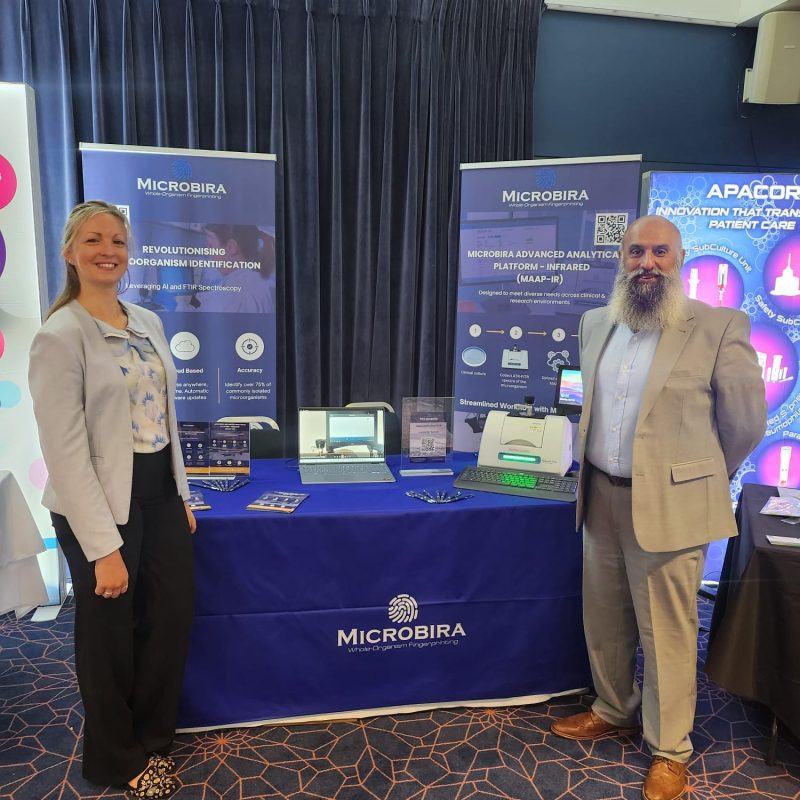 sma1 An image of the Microbira stand with 2 employees at the SMA conference
